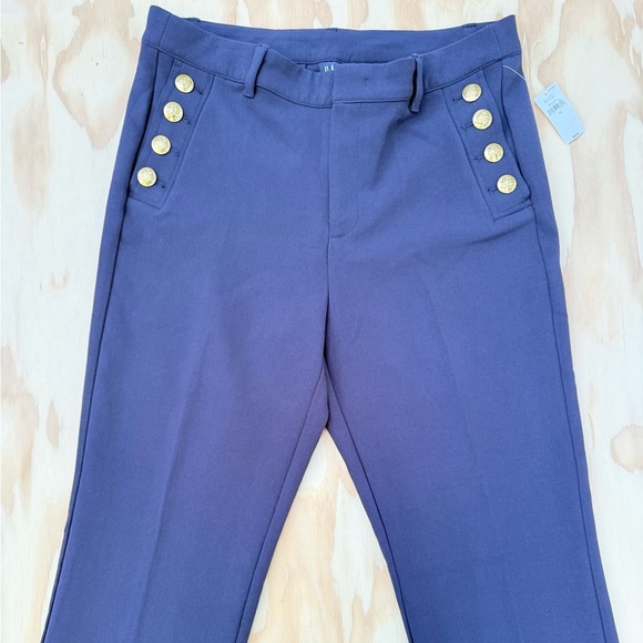 Gap Women’s Navy Sailor Pants Size 14 NWT Gold Button High Rise Flare Trousers - Picture 9 of 13